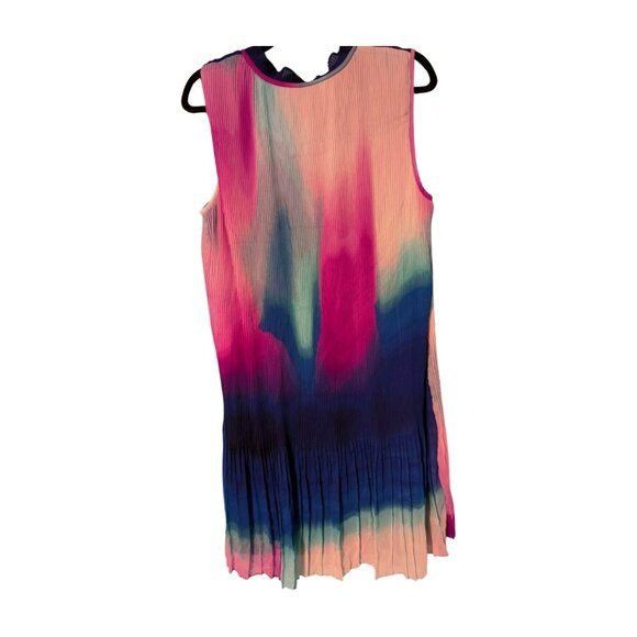 DKNY DKNY Tie V-Neck Sleeveless Pleated Chiffon Trapeze Shift Dre Size XXL / US 16-18 / IT 52-54 - 2 Thumbnail