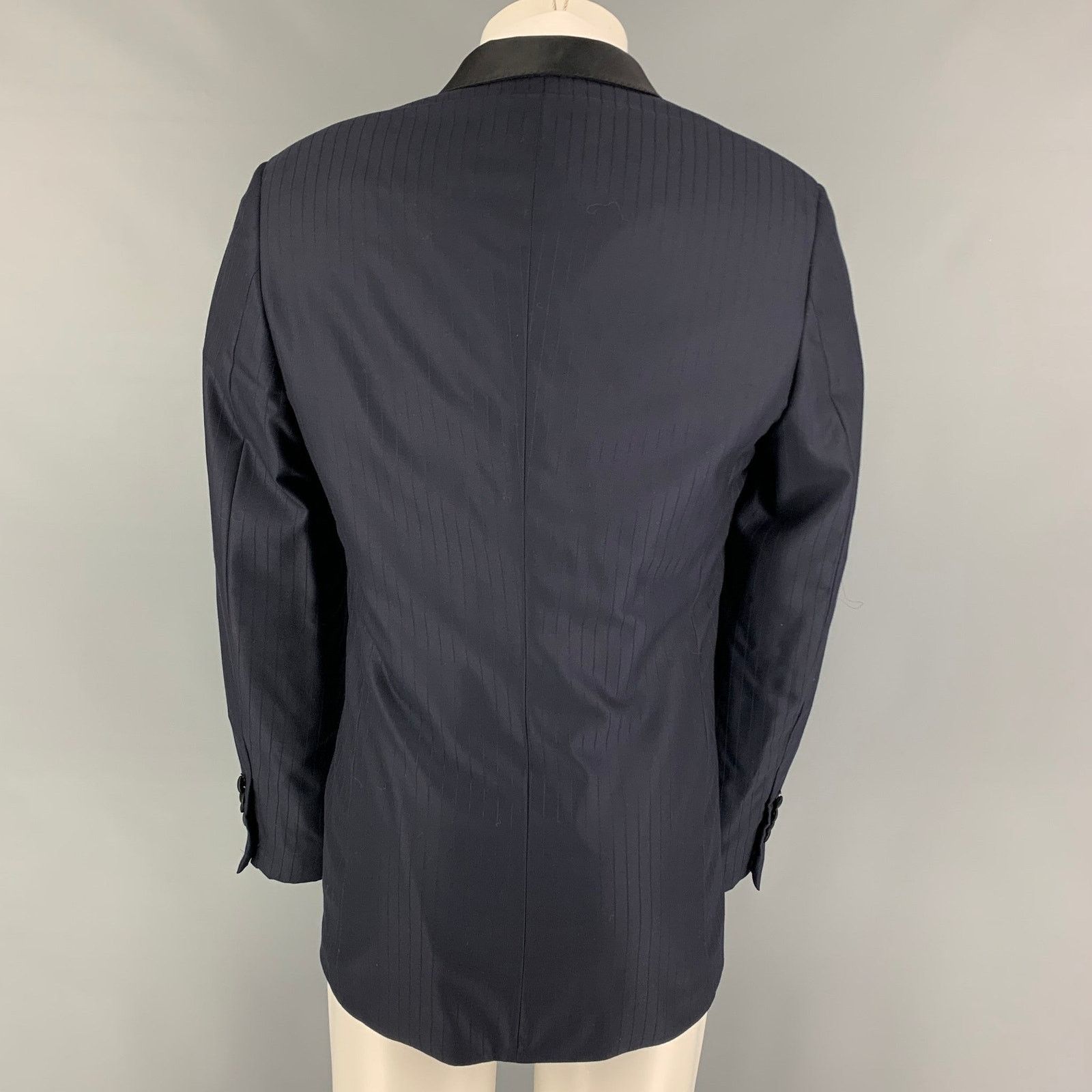 Brioni BRIONI Size 40 Navy Stripe Wool Tuxedo Sport Coat Size 40R - 3 Thumbnail