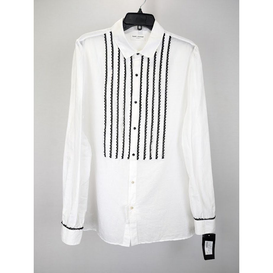 Saint Laurent Paris o1rshd1 Button Shirt in White Size US M / EU 48-50 / 2 - 1 Thumbnail