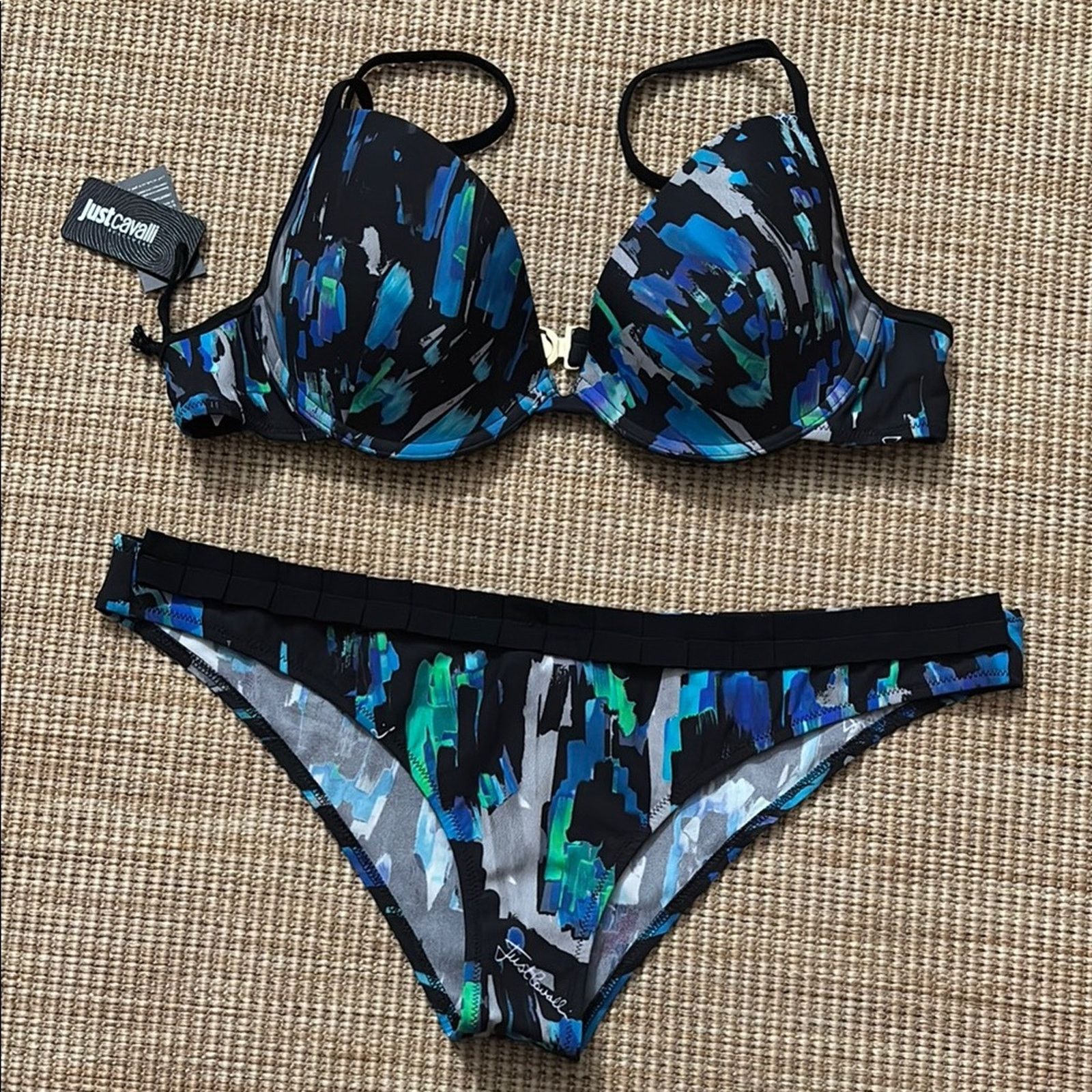 Just Cavalli NWT Just Cavalli Blue and Black Bikini Set with Artistic L Size ONE SIZE - 2 Thumbnail