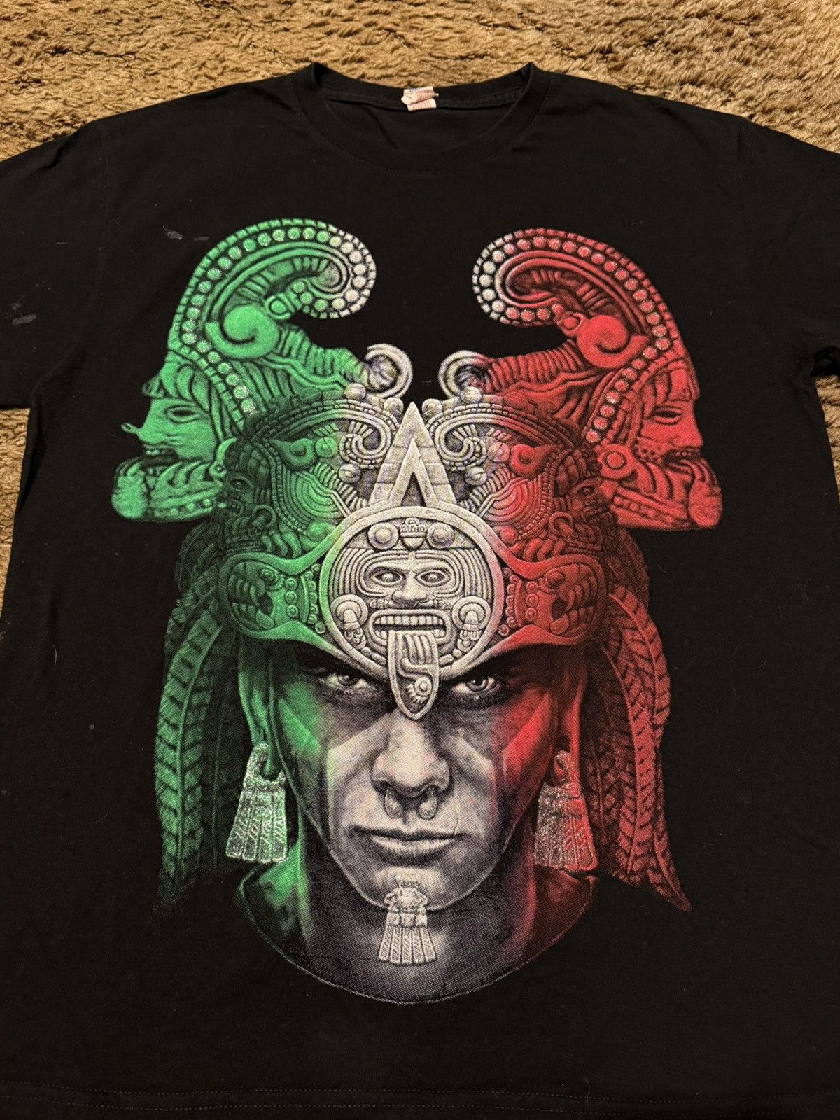 Vintage Vintage Y2K Mexico Aztec Face T-shirt Black Medium Size US M / EU 48-50 / 2 - 2 Thumbnail