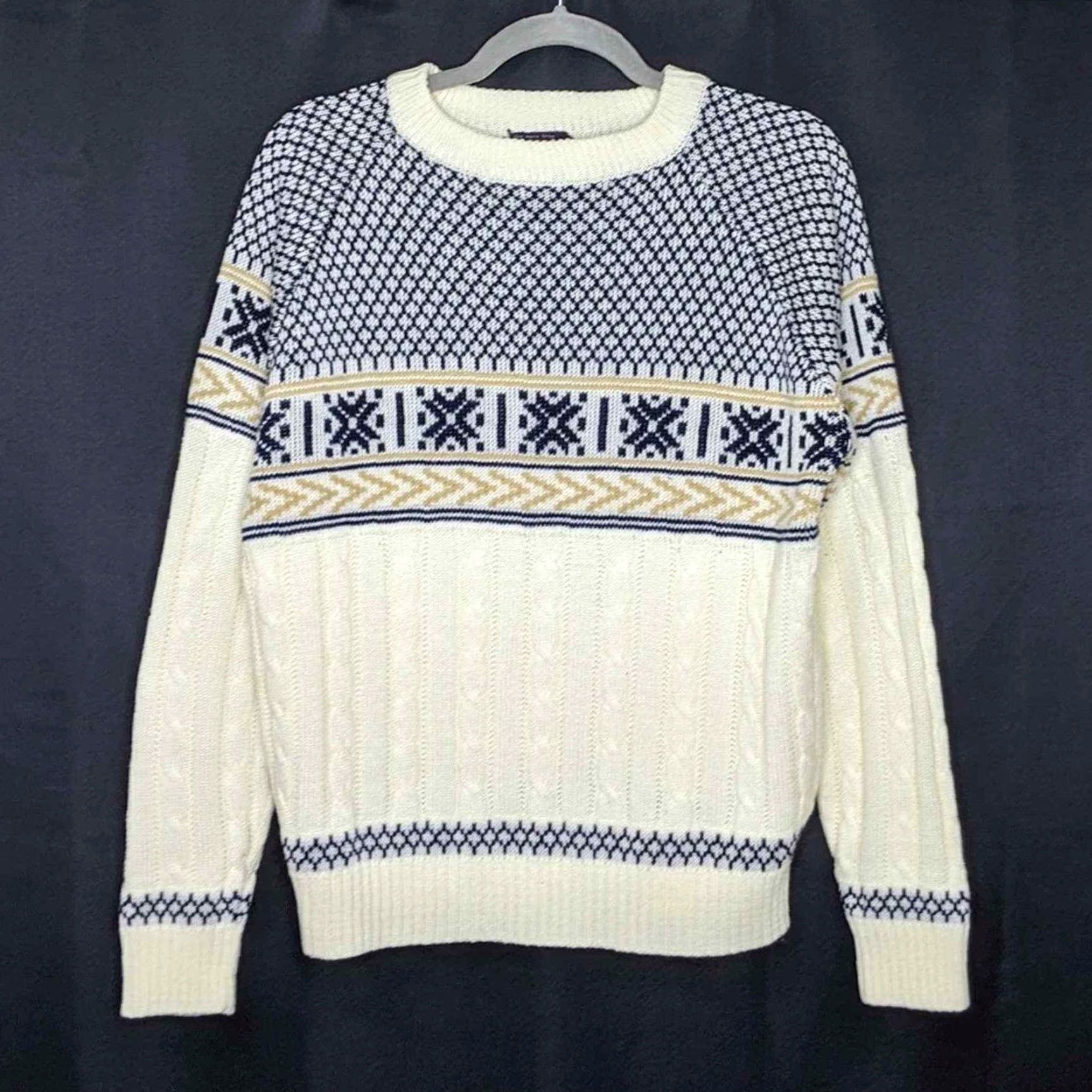 JCPenney VINTAGE jcpenney Sweater Unisex Adults M Pullover Multi Rethink: Nordic Xmas Cable Knit Snowflake Holiday Christmas 90s Womens Mens Size US M / EU 48-50 / 2 - 2 Thumbnail