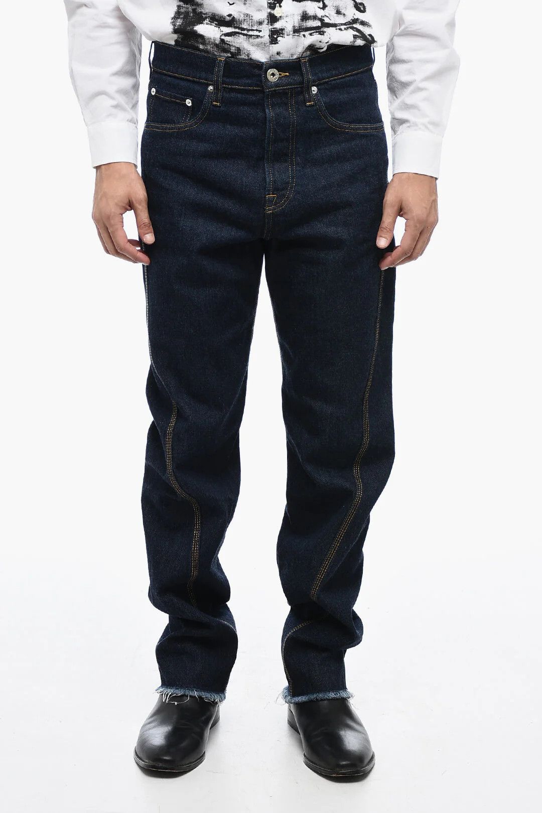 Lanvin og1mm0426 Straight Fit Frayed Jeans in Blue Size US 30 / EU 46 - 1 Thumbnail