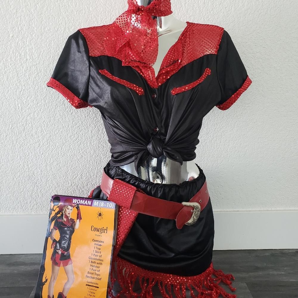 Designer Black Red Cowgirl Adult Costume Size ONE SIZE - 1 Thumbnail