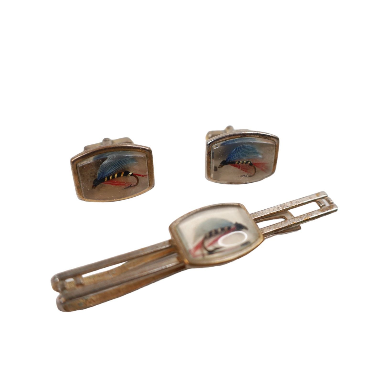 Vintage Vintage Anson Fly Fishing Cuff Links Tie Clip Set Size ONE SIZE - 2 Thumbnail