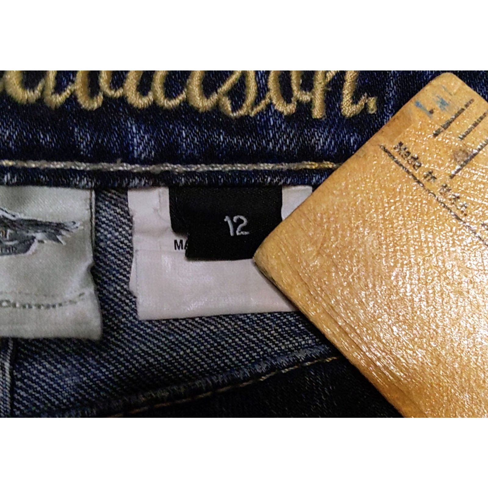 Harley Davidson VINTAGE Harley-Davidson Jeans Boots Cut Embellished Mid-Rise 34x32 Dark Blue Women’s 12 Pant Country USA Size 34" / US 12 / IT 48 - 6 Thumbnail