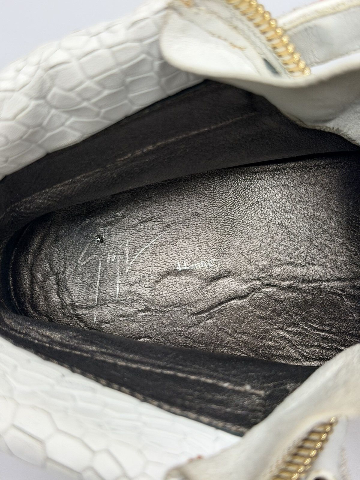 Giuseppe Zanotti Giuseppe Zanotti White Croc Embossed Leather London Sneakers Size US 10 / EU 43 - 8 Thumbnail
