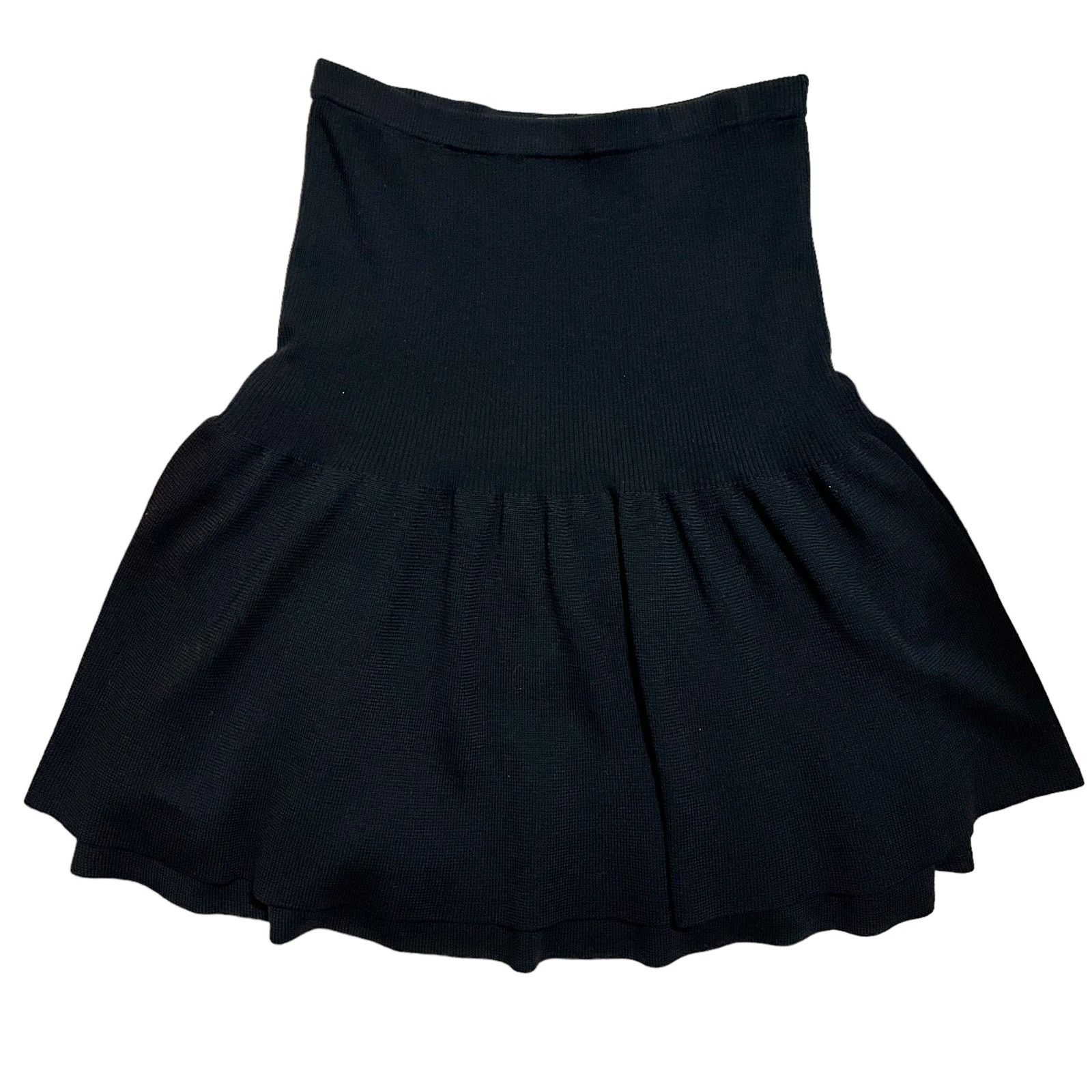 Valentino × Vintage Valentino Studio Vintage Black Wool Layered Full Midi Skirt Size 28" / US 6 / IT 42 - 3 Thumbnail