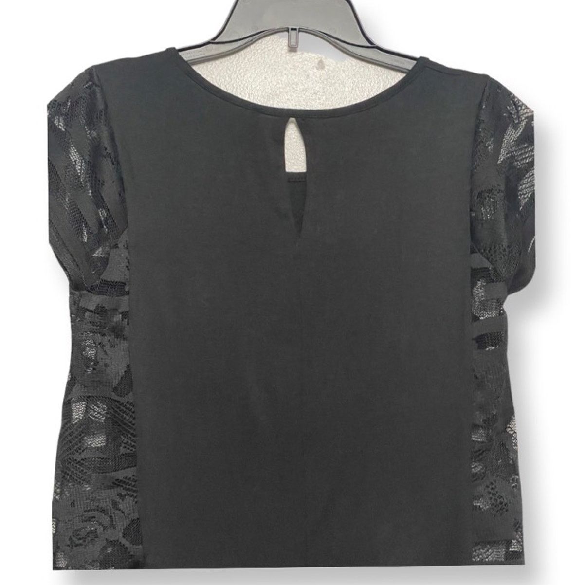 Other Love Marks Blouse Short Sleeve Sheer Detailing Black S Size S / US 4 / IT 40 - 5 Thumbnail