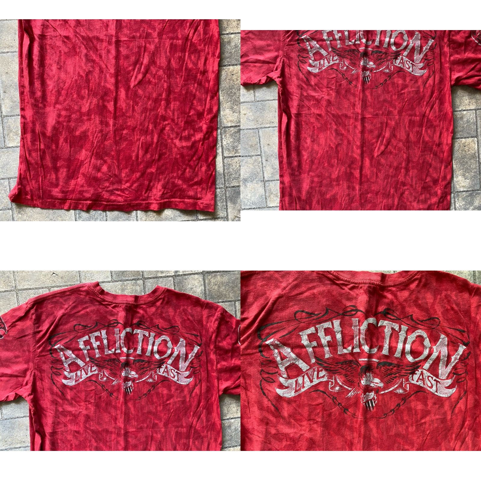 Affliction Affliction T Shirt Men Large Red Short Sleeve Garage Built Motors Live Fast Mens L Red Short Sleeve T-Shirt Affliction Size US L / EU 52-54 / 3 - 9 Thumbnail