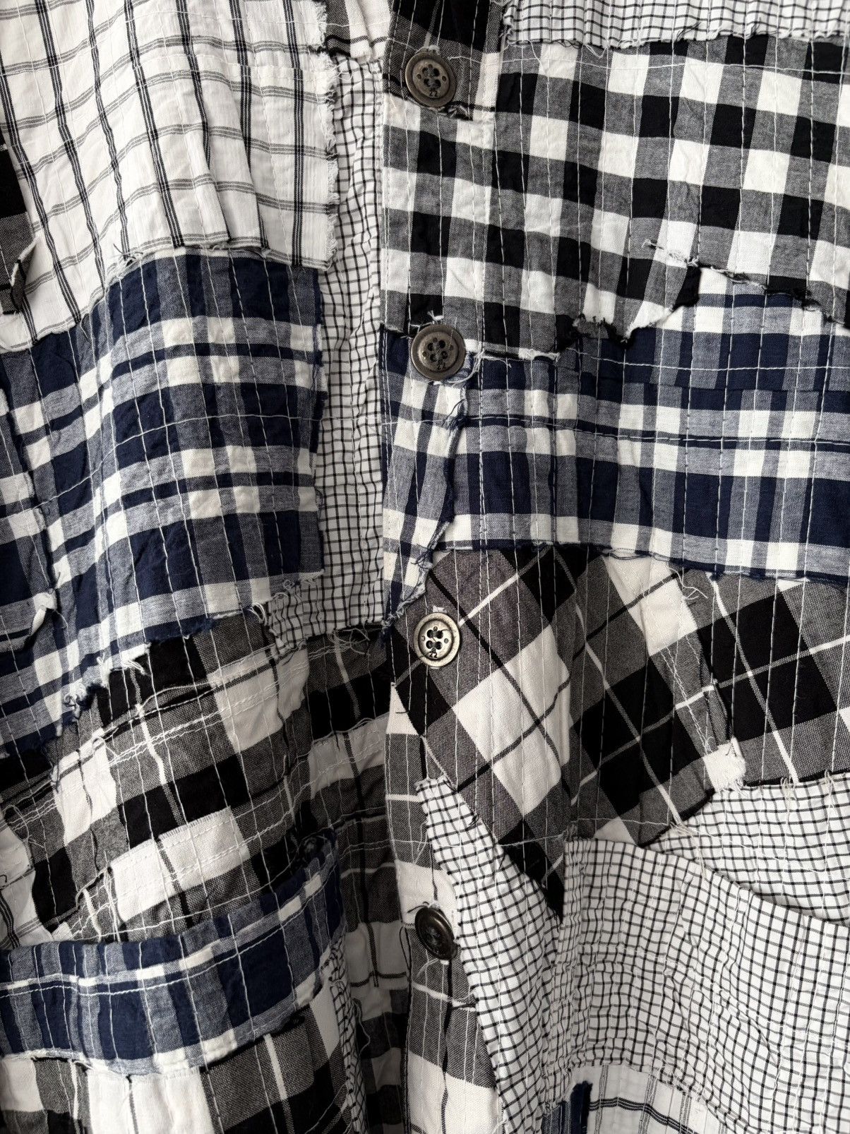 Greg Lauren Greg Lauren Black and White Stitchwork Boxy Shirt Jacket Size US L / EU 52-54 / 3 - 3 Thumbnail