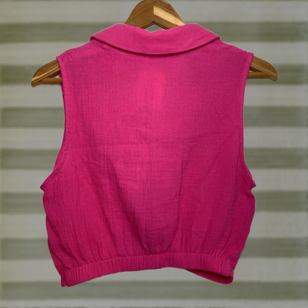 Vintage 8apart Junior's Julle Gauze Top Tank Cropped Pink S Teen Young Adult Hot Pink NWT Frances on the Park Size S / US 4 / IT 40 - 1 Thumbnail