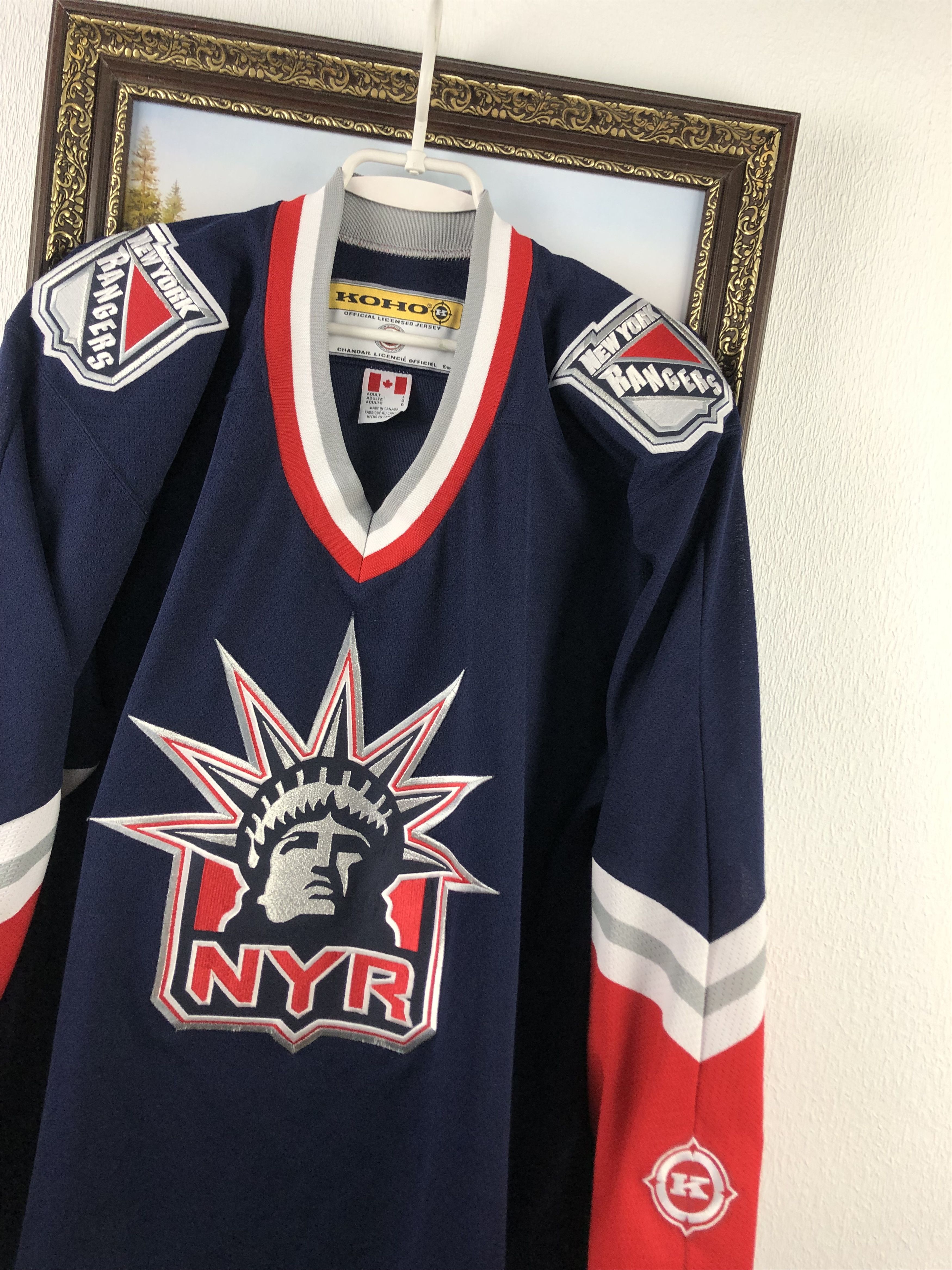 NHL × Vintage Vintage New York Rangers Lady Liberty NHL Hocket Jersey Size US L / EU 52-54 / 3 - 4 Thumbnail