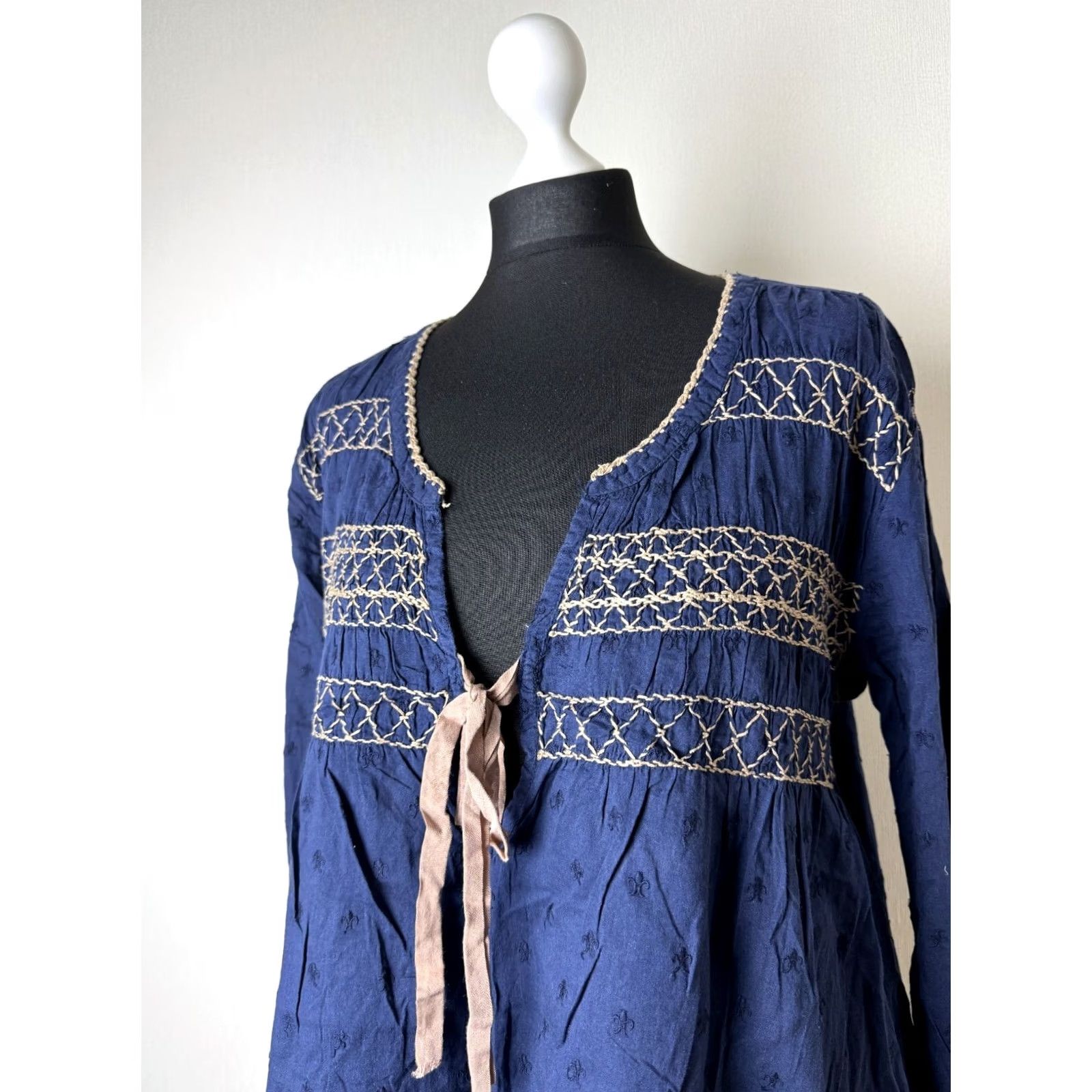 Vintage Odd Molly Blue Shirt Blouse Womens Size 3 Long Sleeve Cotton 100% Size XS / US 0-2 / IT 36-38 - 2 Thumbnail