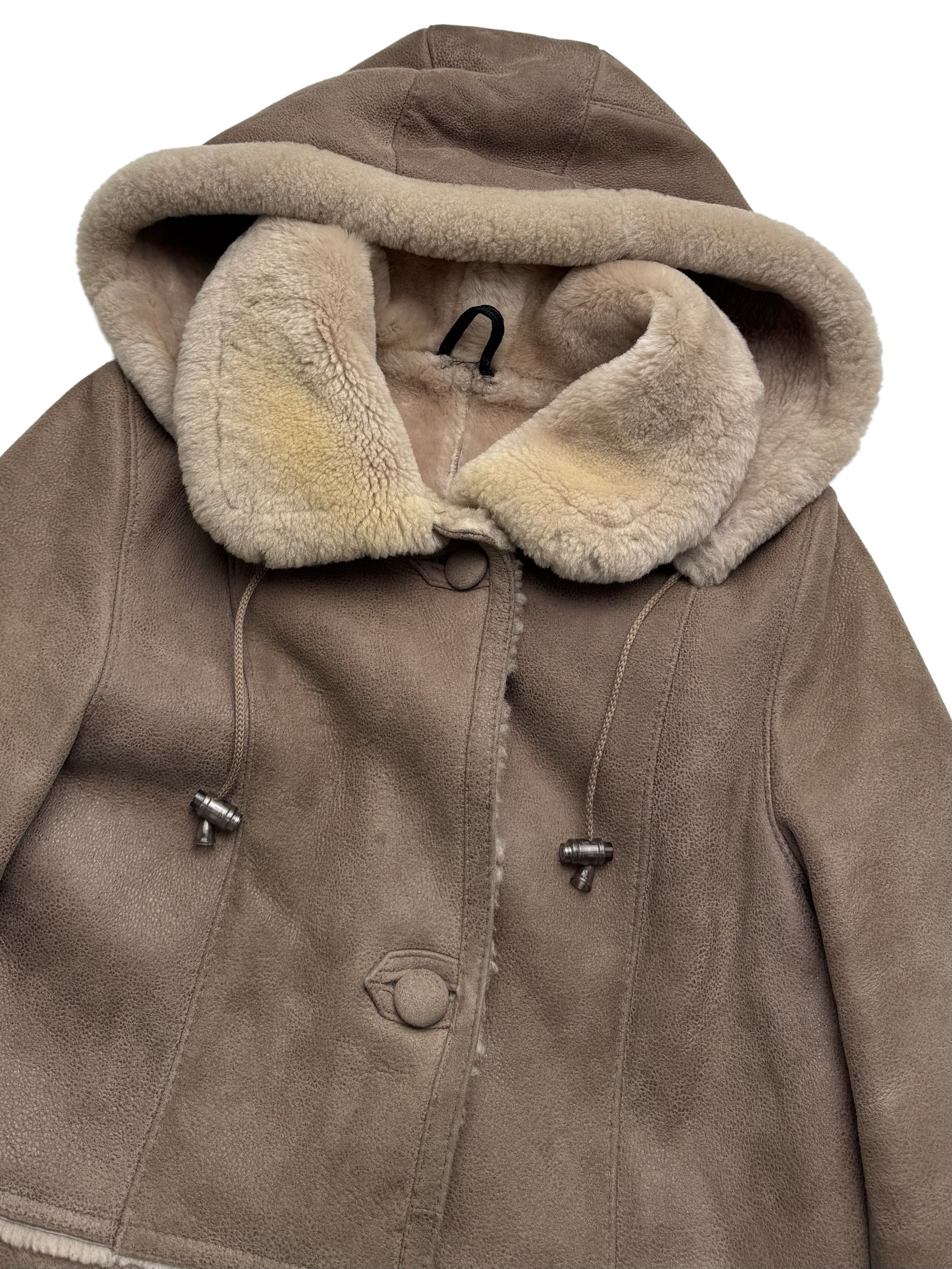 Vintage Vintage Sheepskin Shearling Coat Hooded Long Winter Jacket Size M / US 6-8 / IT 42-44 - 8 Thumbnail