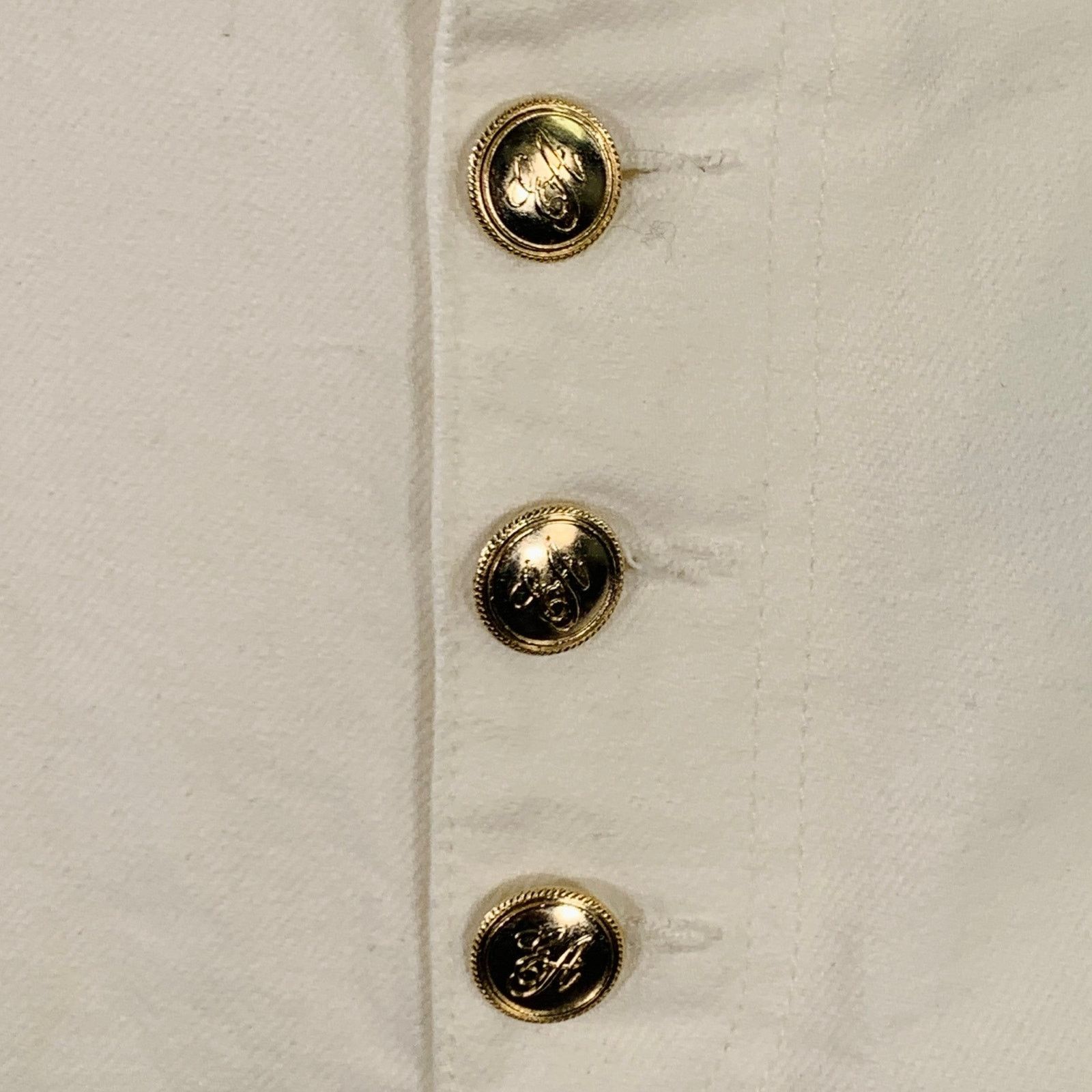 Emporio Armani EMPORIO ARMAN White Black Cotton Twill Button Fly Shorts Size 27" / US 4 / IT 40 - 2 Thumbnail
