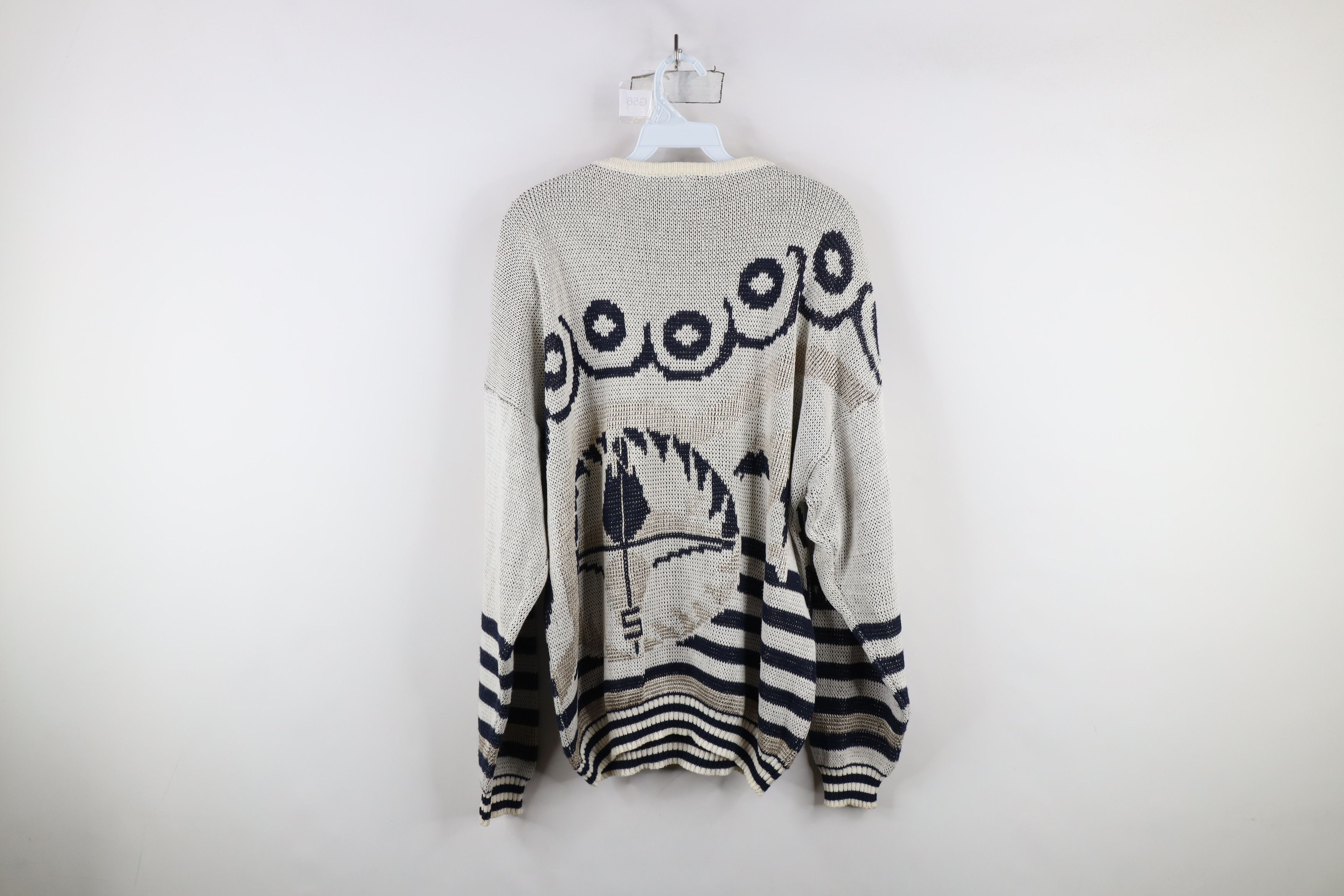 Vintage Vintage 90s Streetwear Abstract Compass Dolphin Knit Sweater Size L / US 10 / IT 46 - 11 Thumbnail