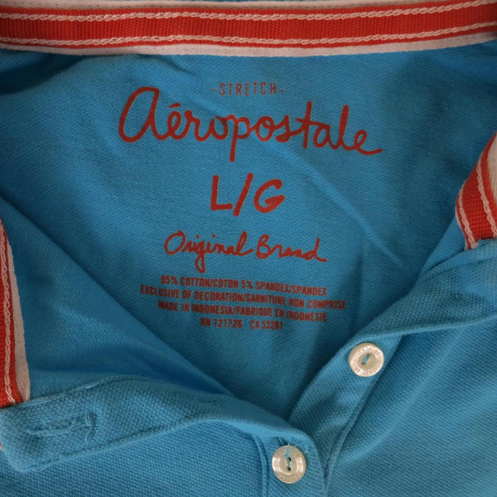 Aeropostale Women's L Aeropostale Blue Stretch Polo Shirt Size L / US 10 / IT 46 - 3 Thumbnail