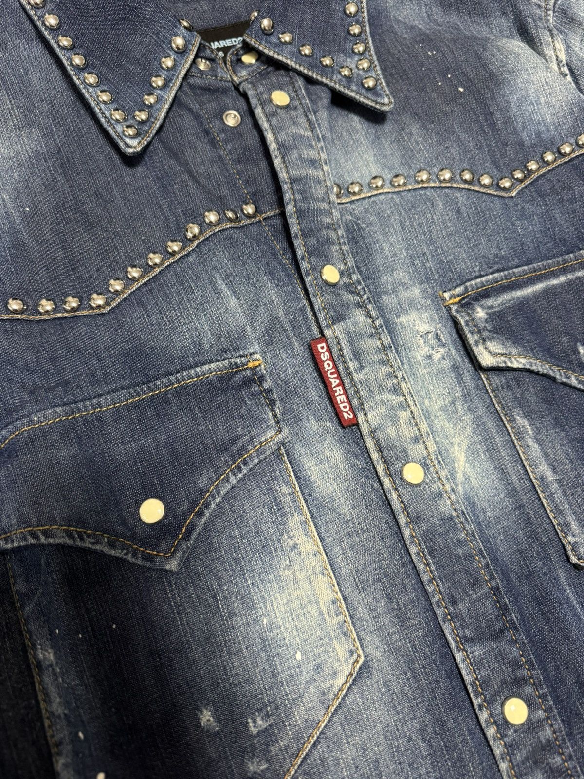 Dsquared2 SS/17 Dsquared2 Denim Jacket Studs Paint Splatter Western Size US S / EU 44-46 / 1 - 3 Thumbnail