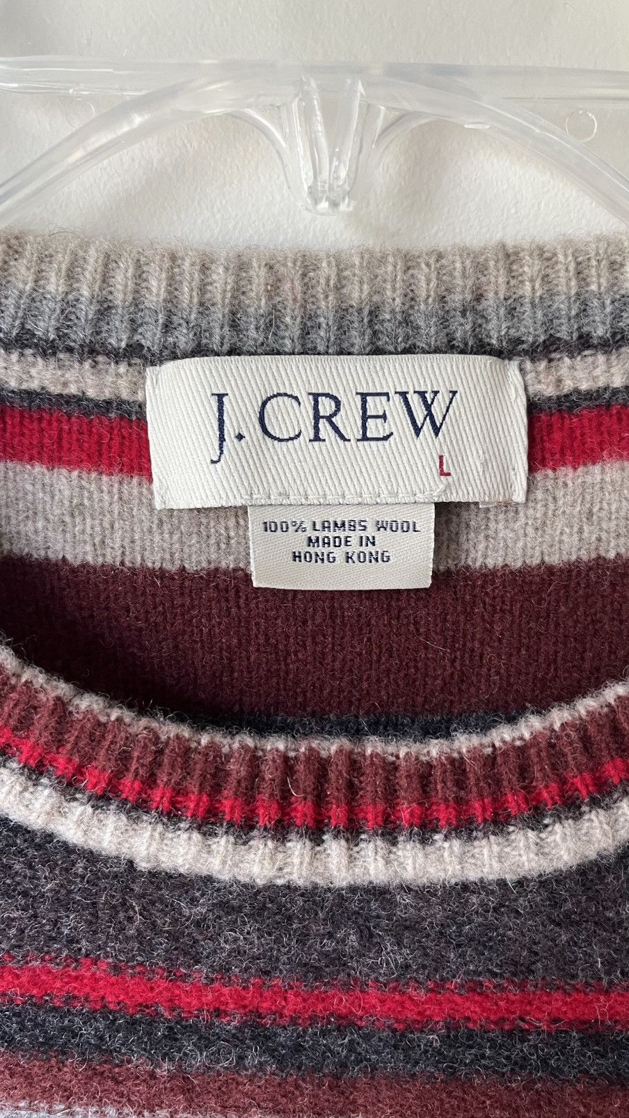 J.Crew 100% Lambswool Striped Sweater Size US L / EU 52-54 / 3 - 2 Thumbnail