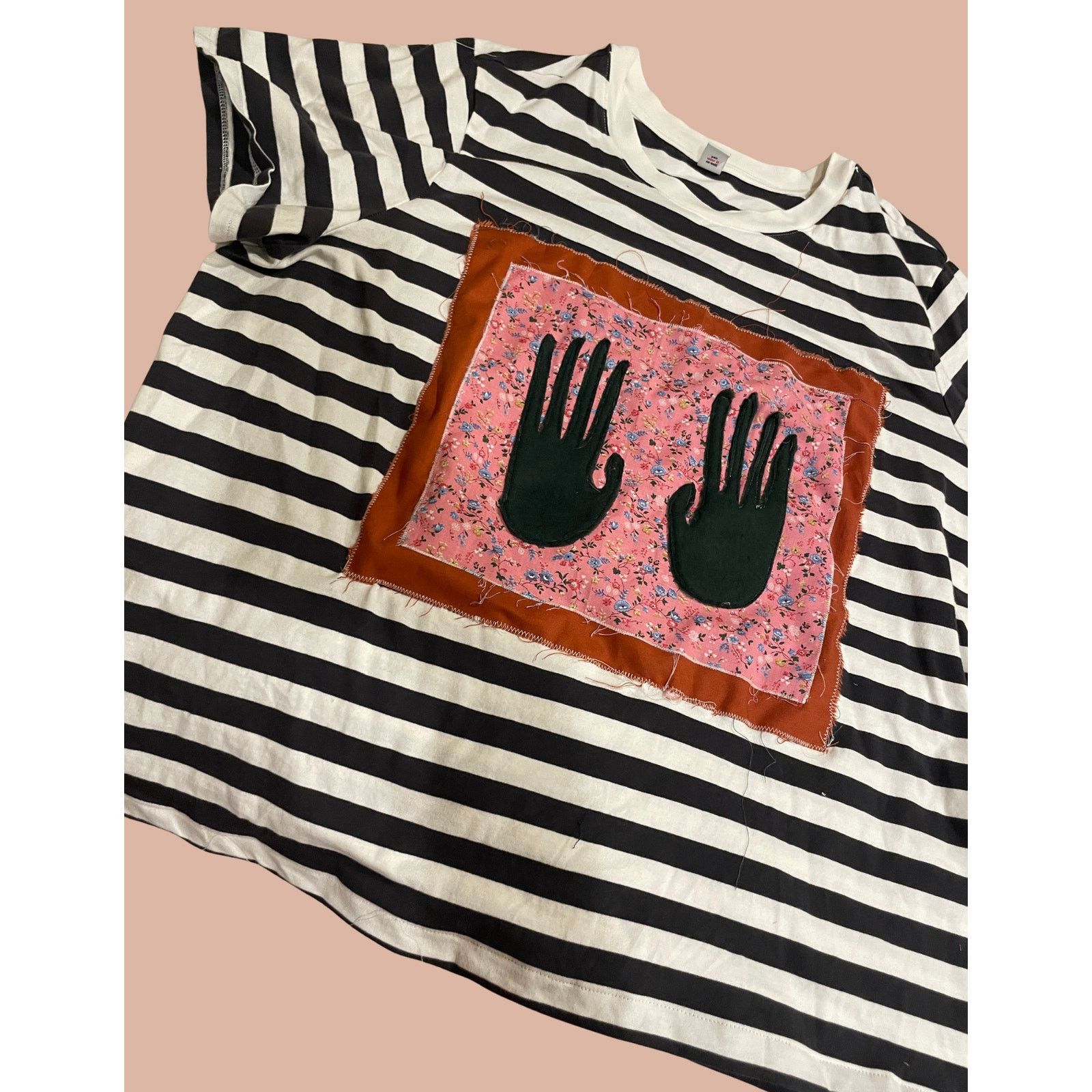 Handmade Upcycled XXL Striped T-Shirt Size XXL / US 16-18 / IT 52-54 - 1 Thumbnail