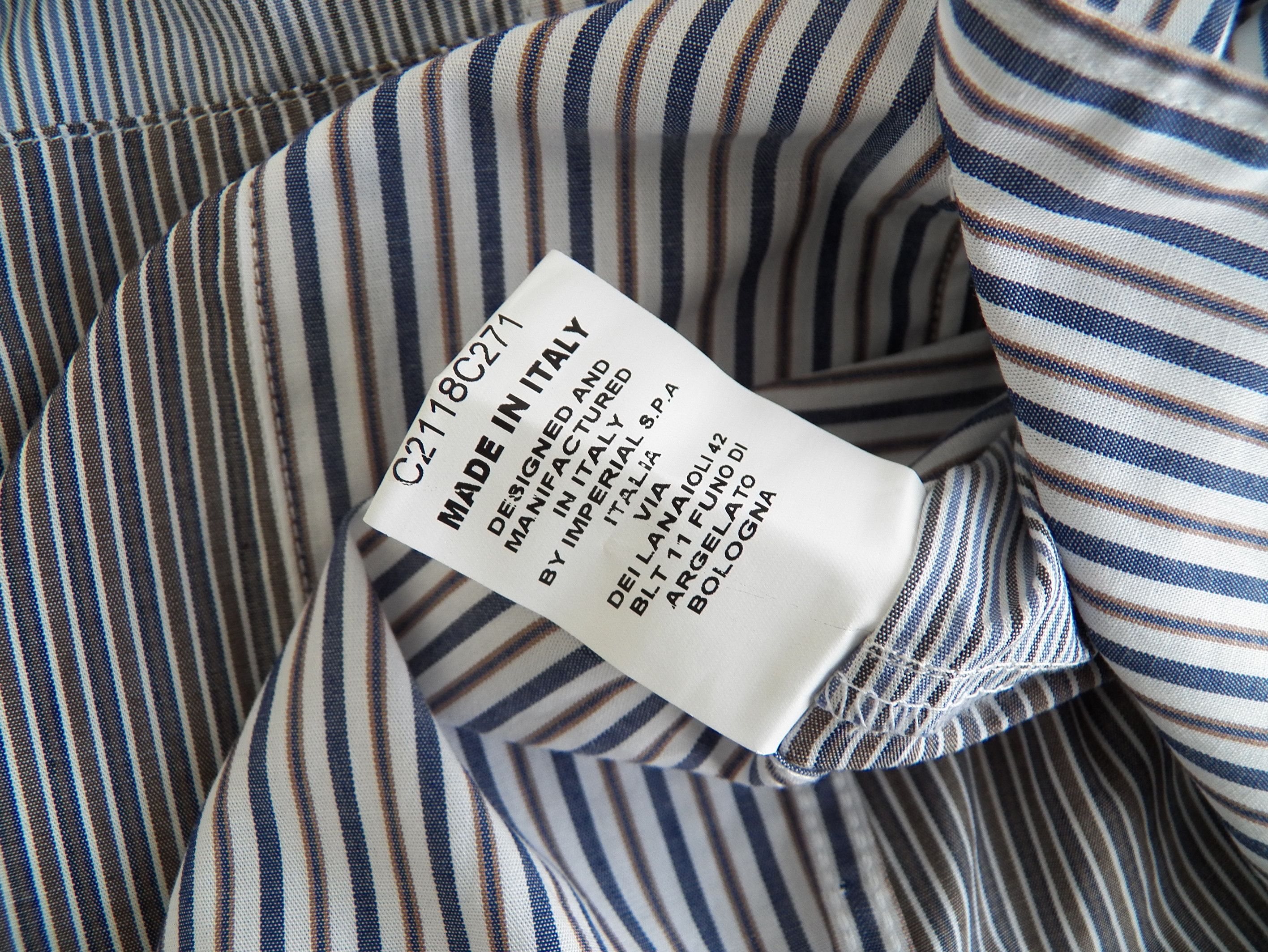 Imperial IMPERIAL Tailoring Mens Lapel Shirt Patchwork Stripe Cotton Size US L / EU 52-54 / 3 - 6 Thumbnail