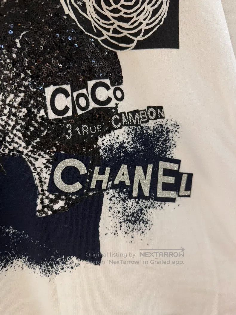 Chanel Chanel White camelia graffiti hooded jacket Size L / US 10 / IT 46 - 3 Thumbnail