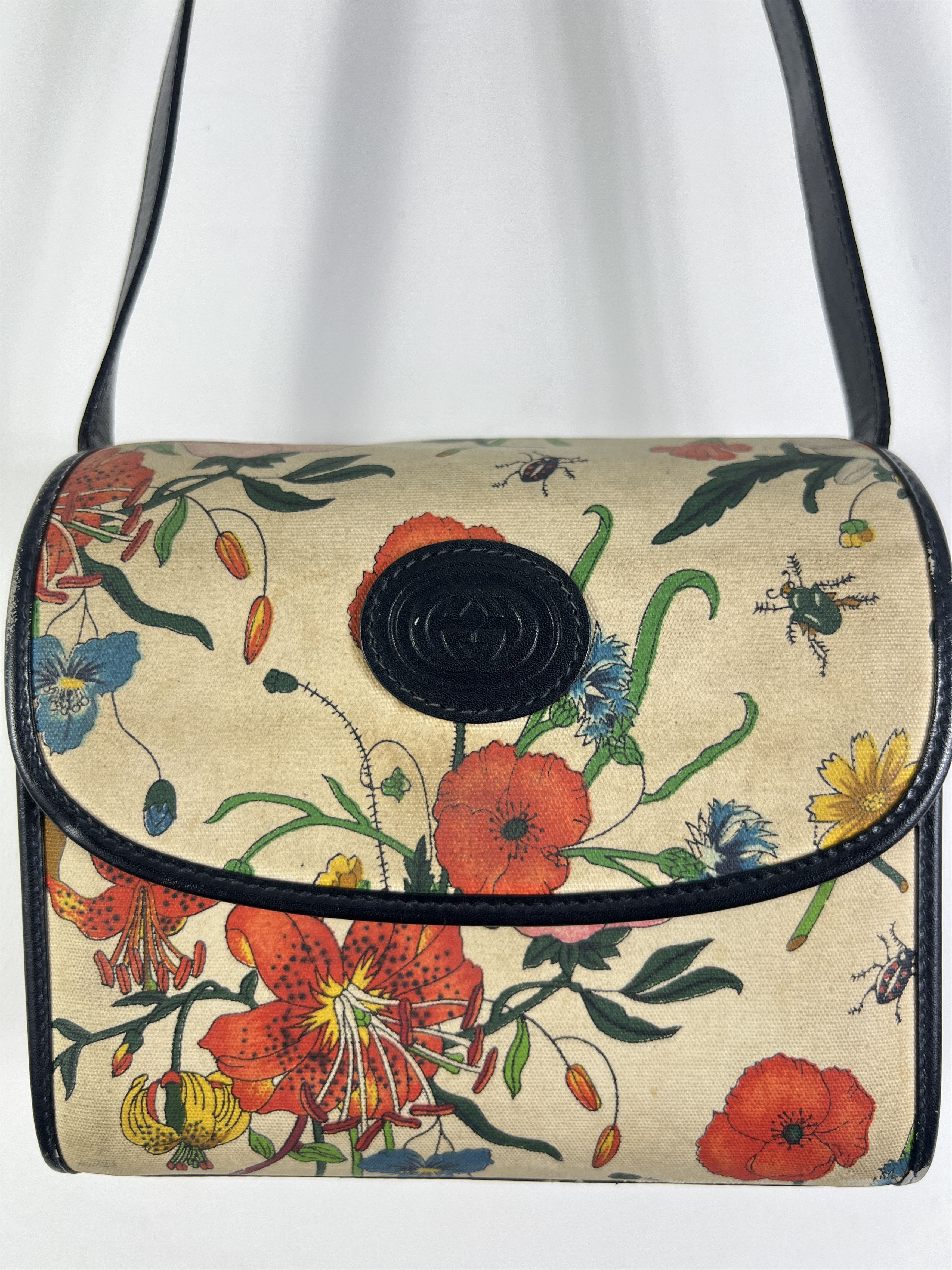 Gucci Vintage GUCCI Floral Printed Canvas Shoulder Bag Size ONE SIZE - 2 Thumbnail
