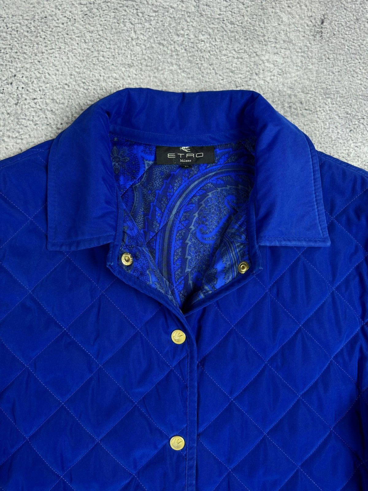 Etro × Vintage ETRO Milano Silk Quilted Blue Jacket Size M / US 6-8 / IT 42-44 - 5 Thumbnail