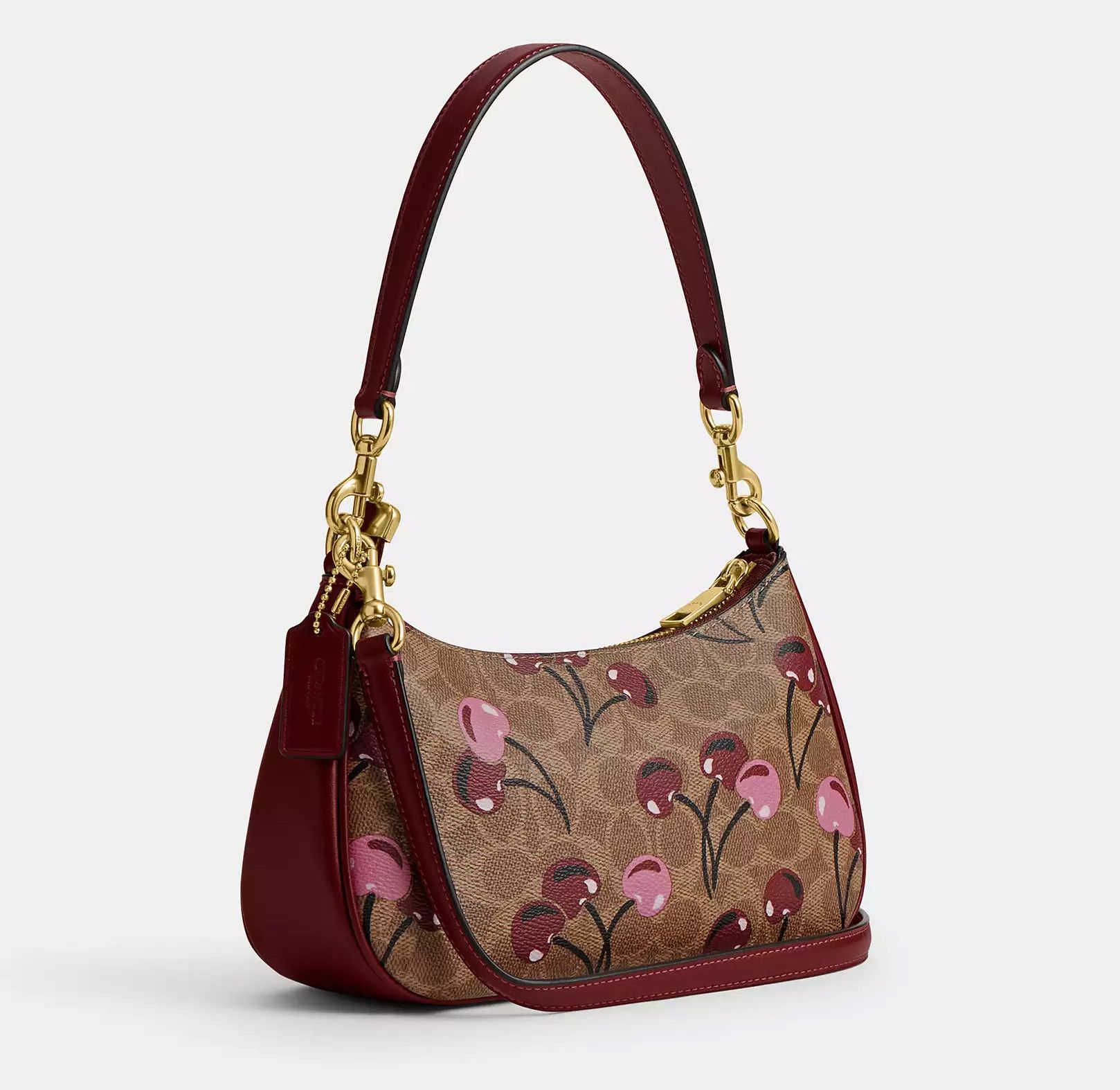 Coach Teri Shoulder Bag In Signature Canvas With Cherry CY694 Size ONE SIZE - 12 Thumbnail