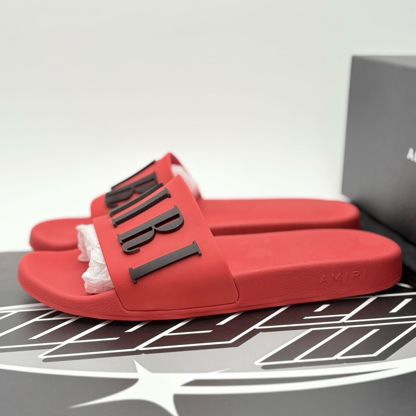 Amiri Size 45 - Amiri Logo Pool Slides ' Red ' | BRAND NEW! Size US 12 / EU 45 - 1 Thumbnail