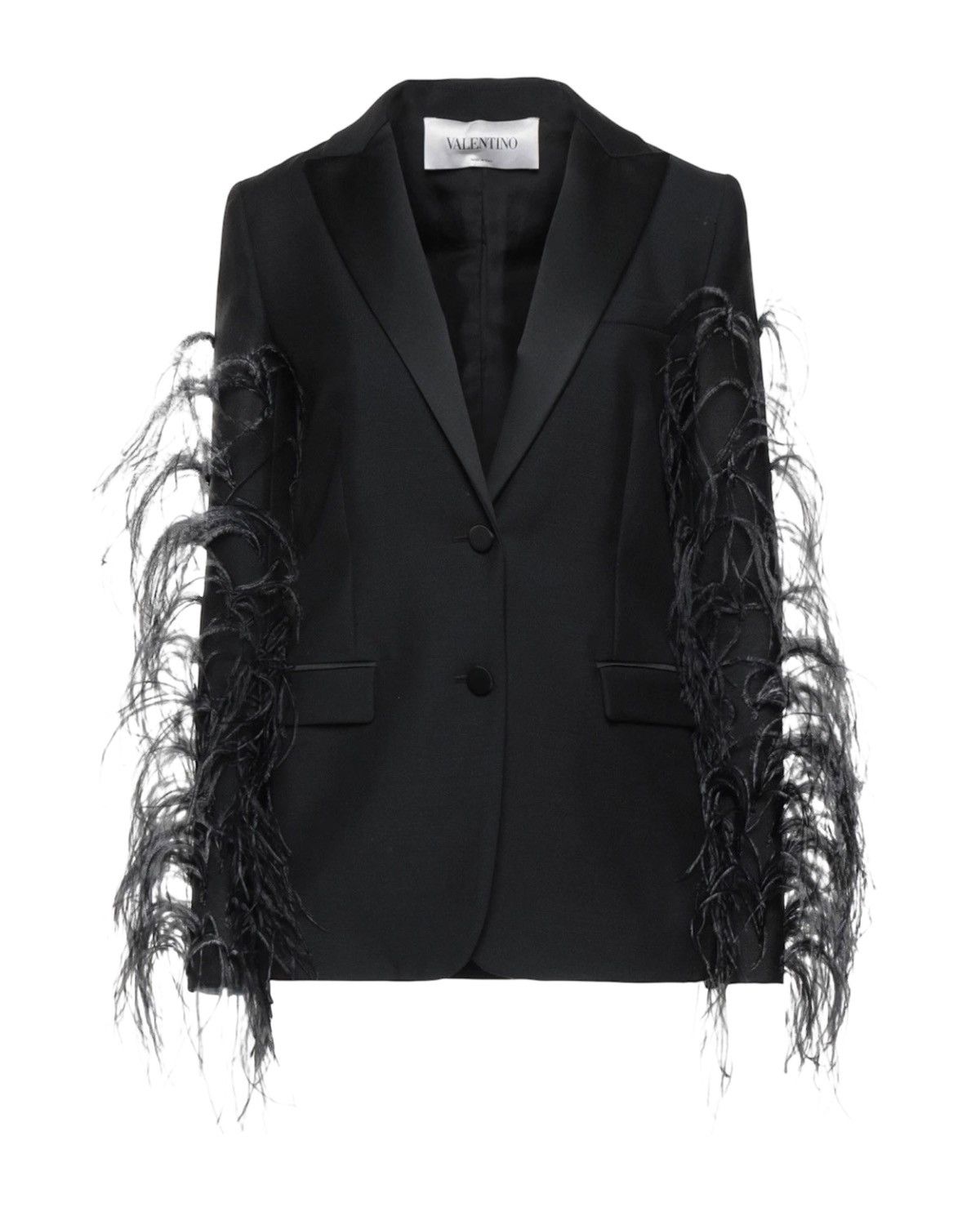 Valentino Valentino Garavani Ostrich Feather & Mohair Tuxedo Jacket Size S / US 4 / IT 40 - 1 Thumbnail