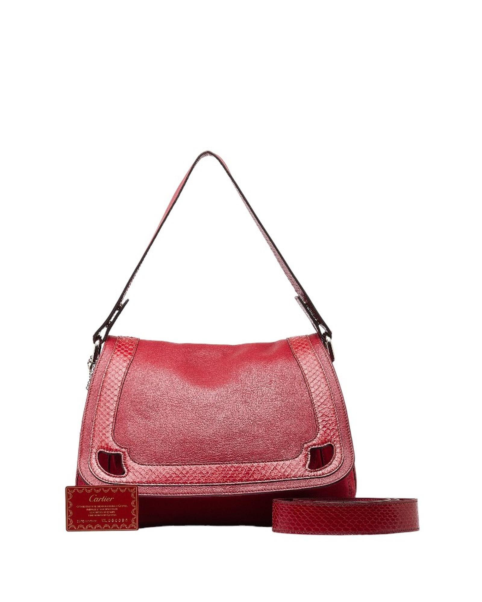 image of Red Leather Shoulder Bag By Marcello De Cartier In Ab Condition, Women's