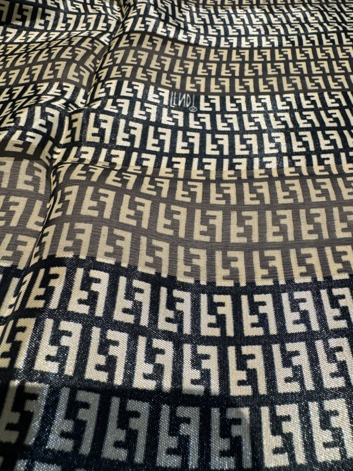 Fendi Fendi Black Gold Monogram Silk Scarf Size ONE SIZE - 4 Thumbnail