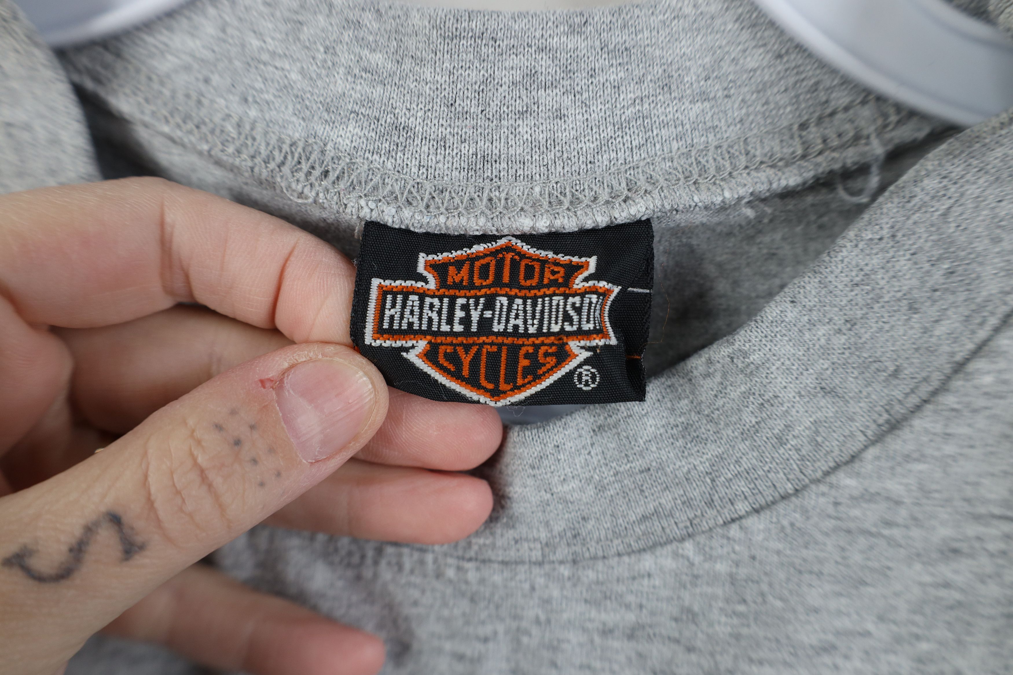 Harley Davidson Vintage 90s Harley Davidson Flag Motorcycle T-Shirt Gray Size M / US 6-8 / IT 42-44 - 7 Thumbnail