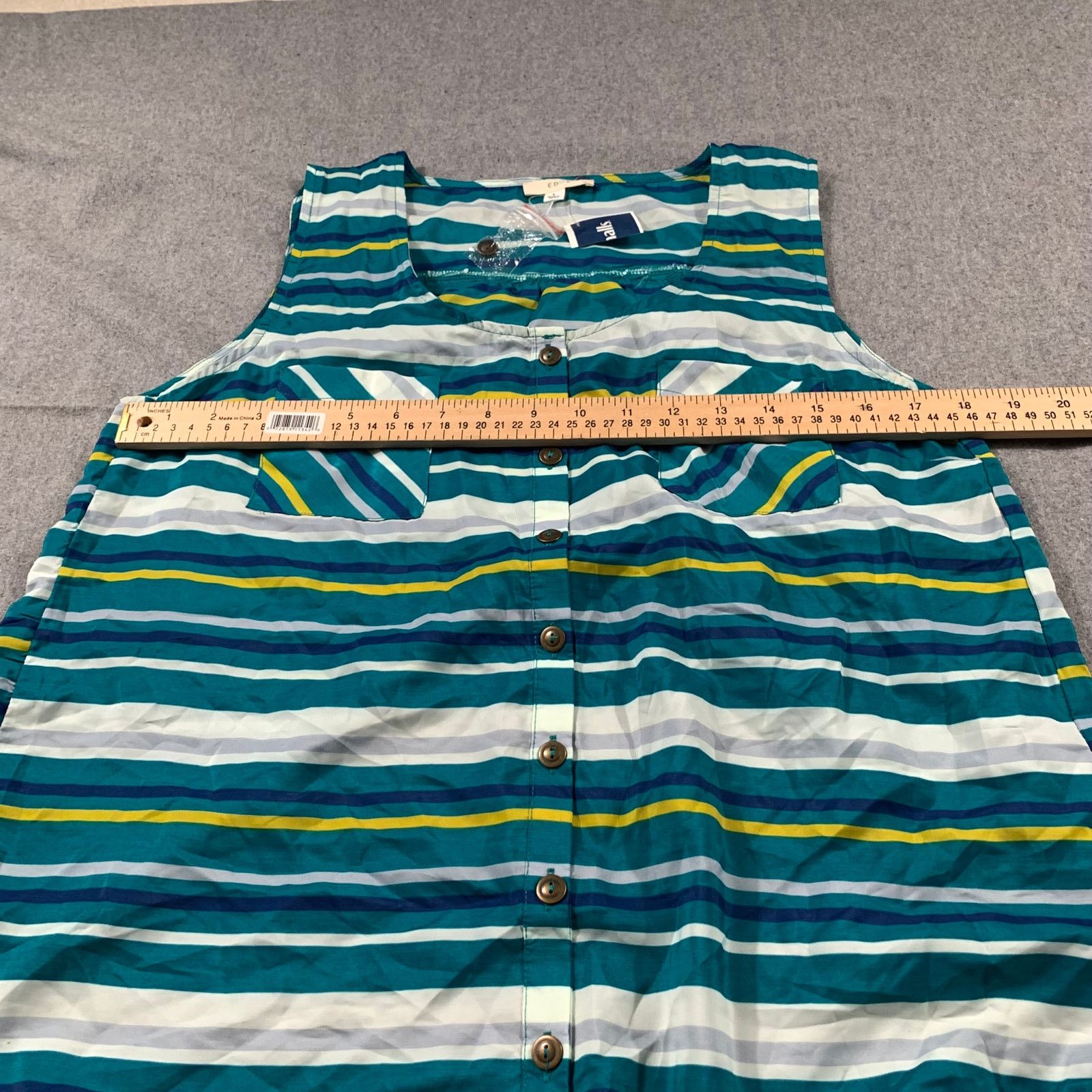 Other EDGE Top Womens Large Blue Stripe Sleeveless Summer Shirt Size L / US 10 / IT 46 - 4 Thumbnail