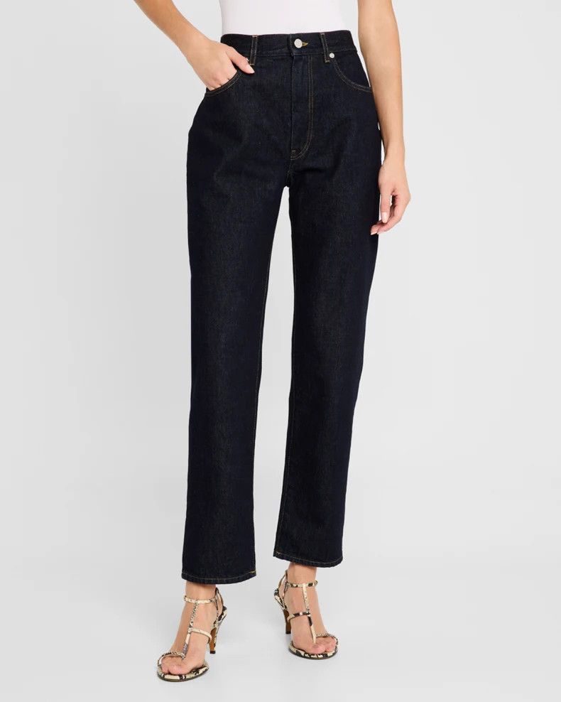 Loulou de Saison o1s22i1n1024 Organic Cotton Tapered Jeans in Blue Size 24" / US 00 / IT 34 - 3 Thumbnail