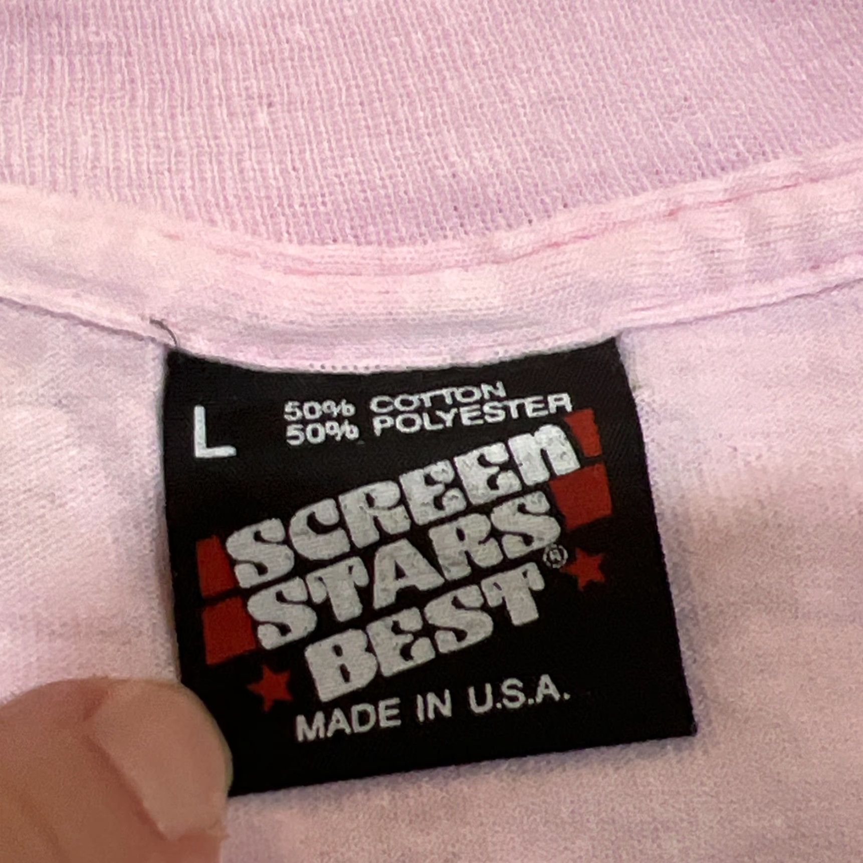 Vintage VINTAGE Screen Stars Graphic Tee 1980s Adult Large Pink Short Sleeve Absurd Mens Size US L / EU 52-54 / 3 - 7 Thumbnail