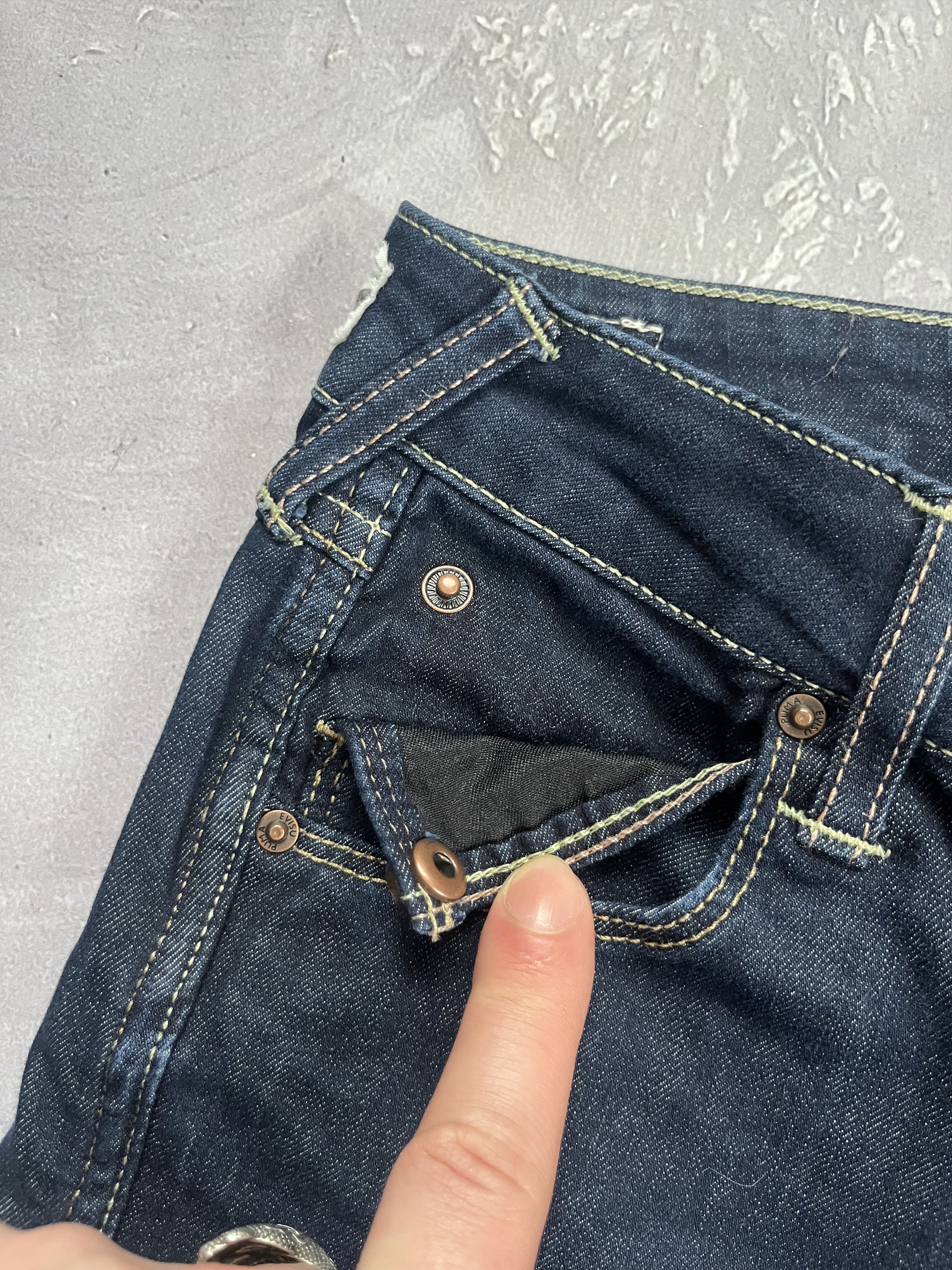 Evisu × Puma Evisu Puma Raw Denim Low Rise Women's Jeans Rare Size 26" / US 2 / IT 38 - 8 Thumbnail
