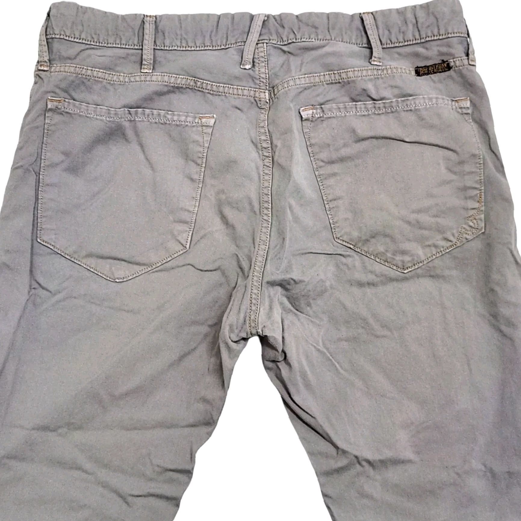 True Religion Rocco Tailored Overdye Twill Jeans Pants Gray Button Fly 33x32 Slim Men
