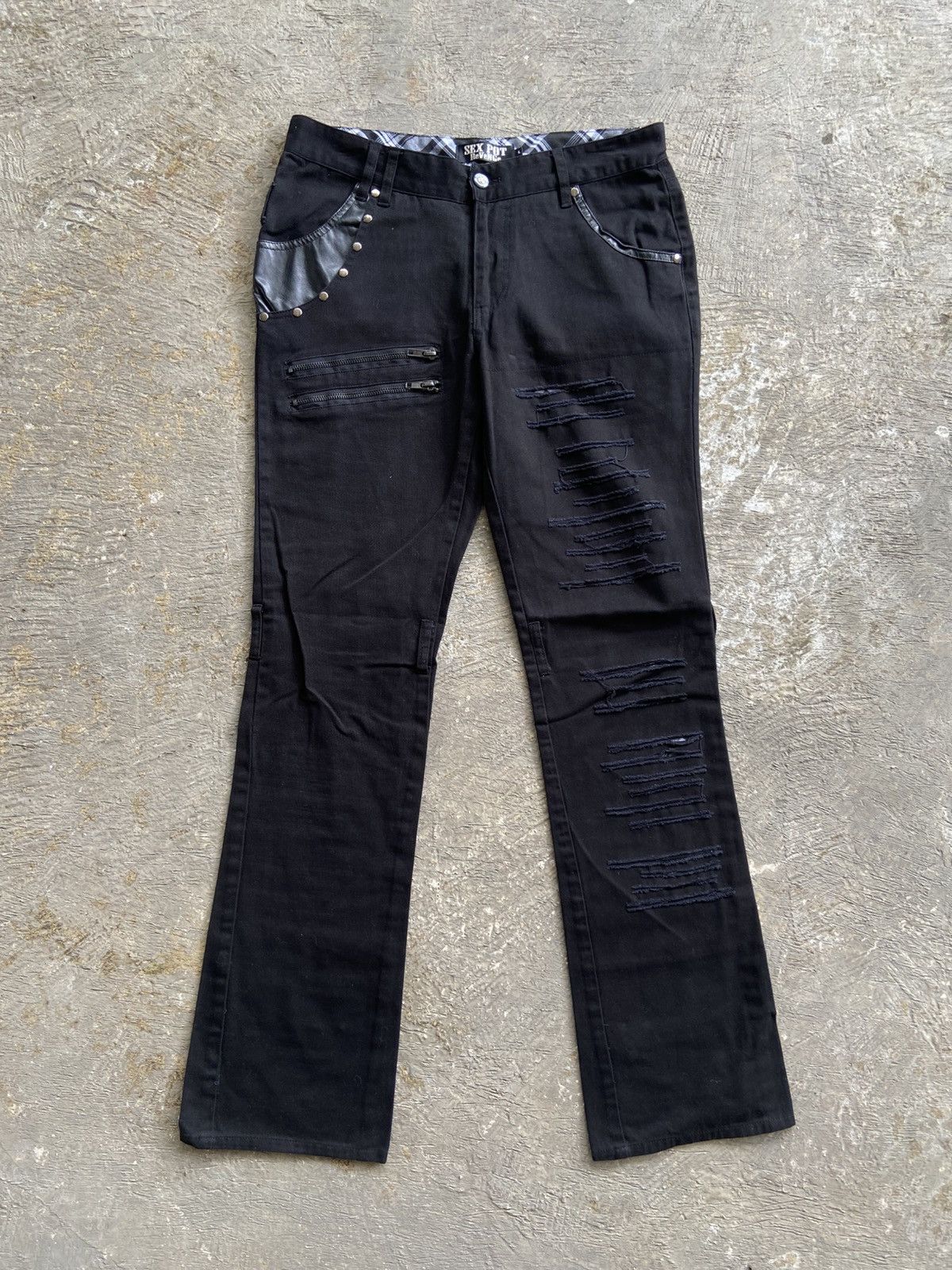 KMRii 2000s Sexpot Revenge - Vkei Style Ripped Flared Pants Size US 31 - 1 Thumbnail