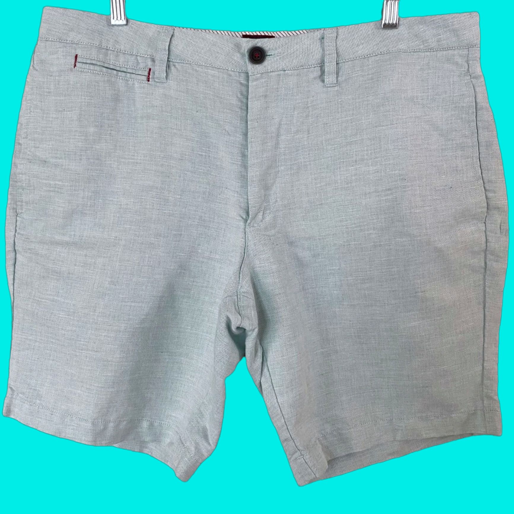 UNTUCKit UNTUCKit Paumanok Golf Shorts Light Green Flat-Front Linen Chinos Men 36 5-Pocket Casual Travel Size US 36 / EU 52 - 1 Thumbnail