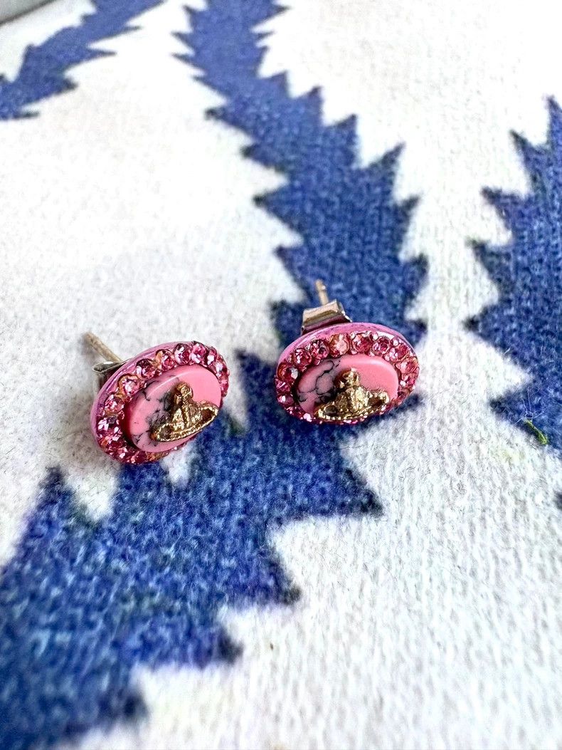 Vivienne Westwood Vivienne Westwood Vintage Pink Marble Saturn Stud Earrings Size ONE SIZE - 1 Thumbnail