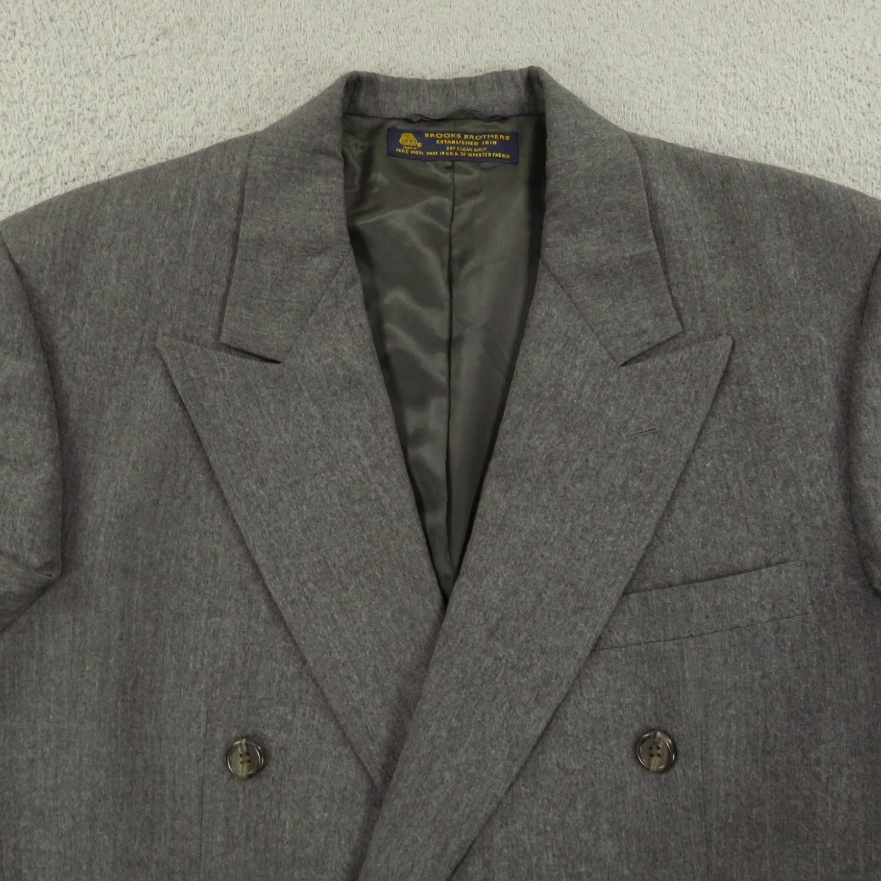 Brooks Brothers VINTAGE Brooks Brothers Blazer 42R Charcoal Wool Double-Breasted 6-Button Coat USA Mens Jacket Size 42R - 4 Thumbnail