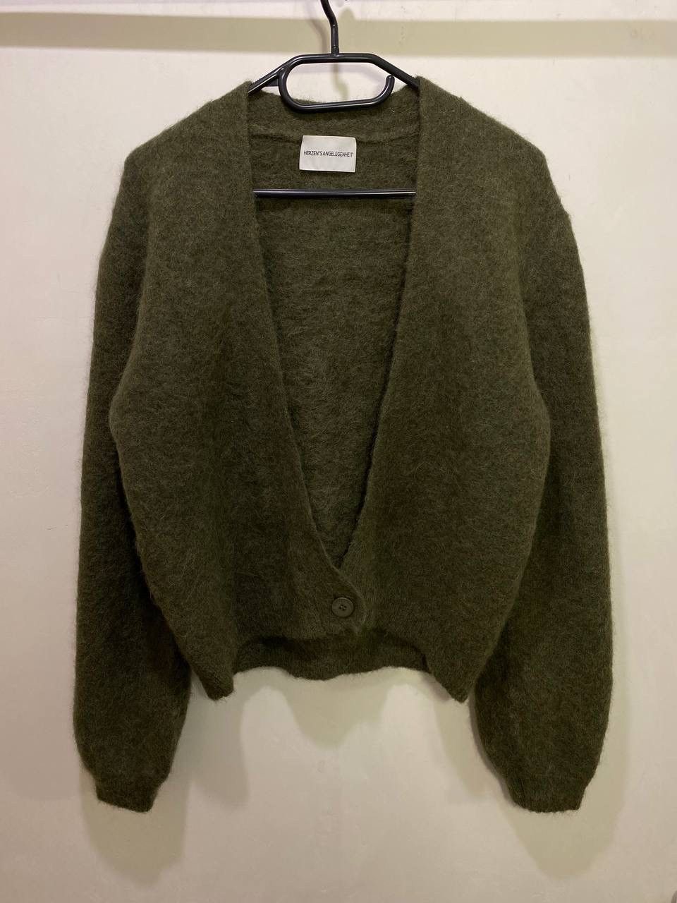 image of Vintage Herzen's Angelegenheit Baby Alpaca Sweater Cardigan in Green, Women's (Size XS)