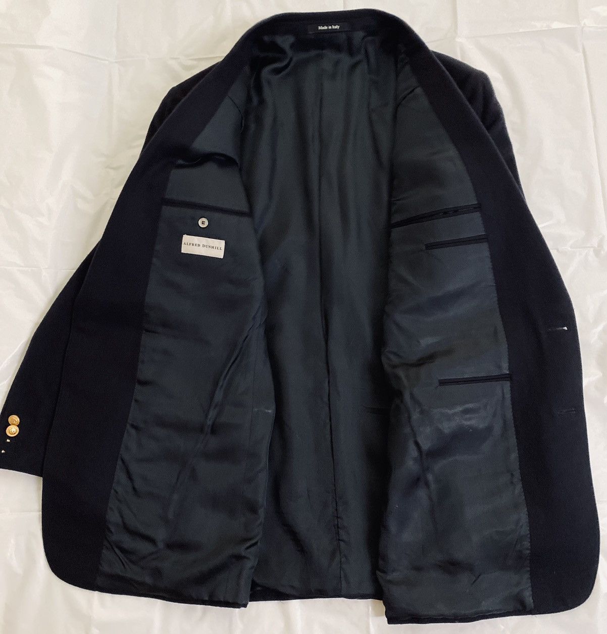 Alfred Dunhill Dunhill x Zegna 🇮🇹 Navy Cashmere Felt Brass Button Blazer 46L Size 46L - 11 Thumbnail