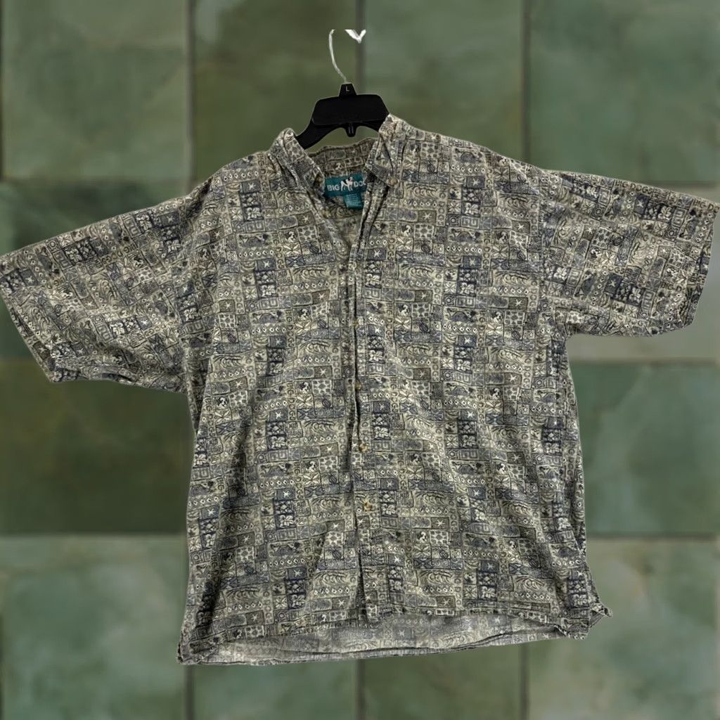 Big Dogs BIG DOGS Shirt Mens L Gray Cotton Button-Up Short Sleeve Collared All Seasons Dog Theme Size US L / EU 52-54 / 3 - 1 Thumbnail