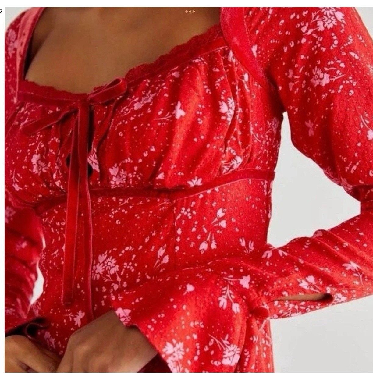 Free People Free People Tess Mini Dress Small Boho Milkmaid Floral Girly Size S / US 4 / IT 40 - 2 Thumbnail