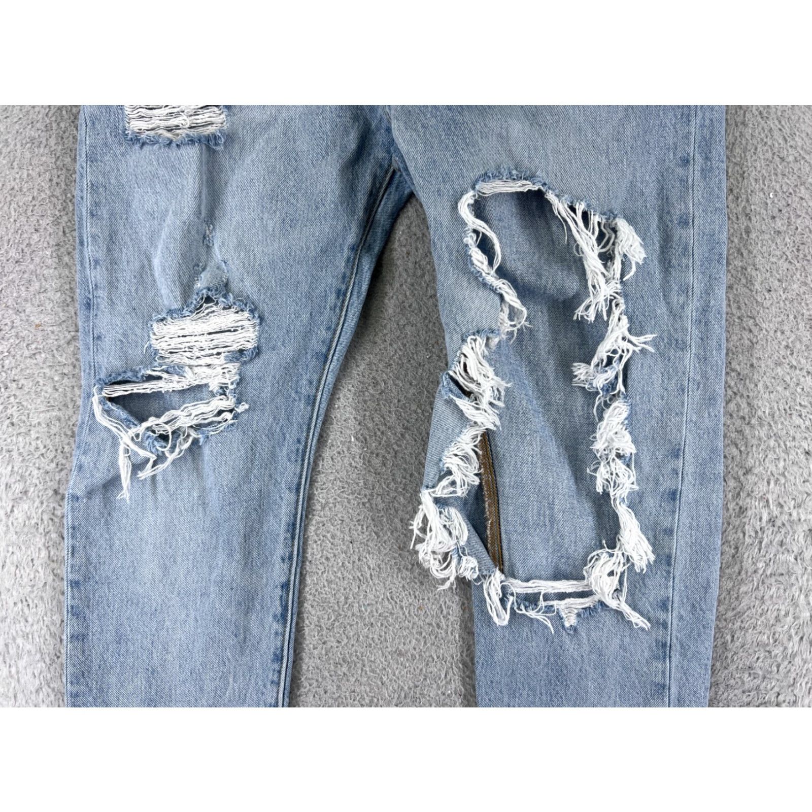Levi's Levis Jeans Adult 28 Blue Denim 501 XX Button Fly DESTROYED Premium Straight Regular Men Size US 28 / EU 44 - 3 Thumbnail