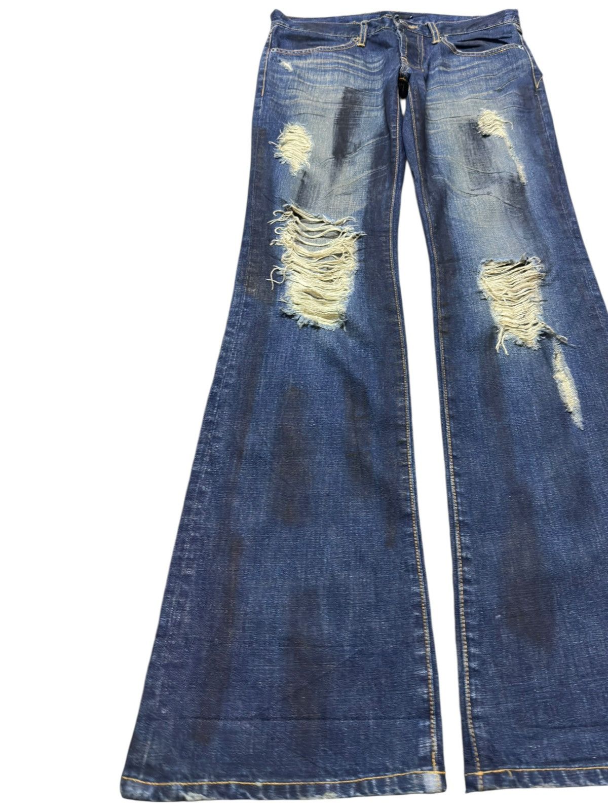 If Six Was Nine Vintage Seil Flare Bootcut Ripped Distressed Denim Size US 31 - 3 Thumbnail